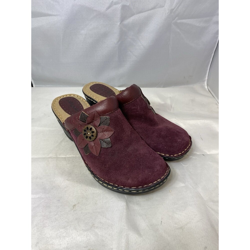 Softspots Clogs Womens 8.5W Brown Leather Slip On Comfort Pillowtop Shoes